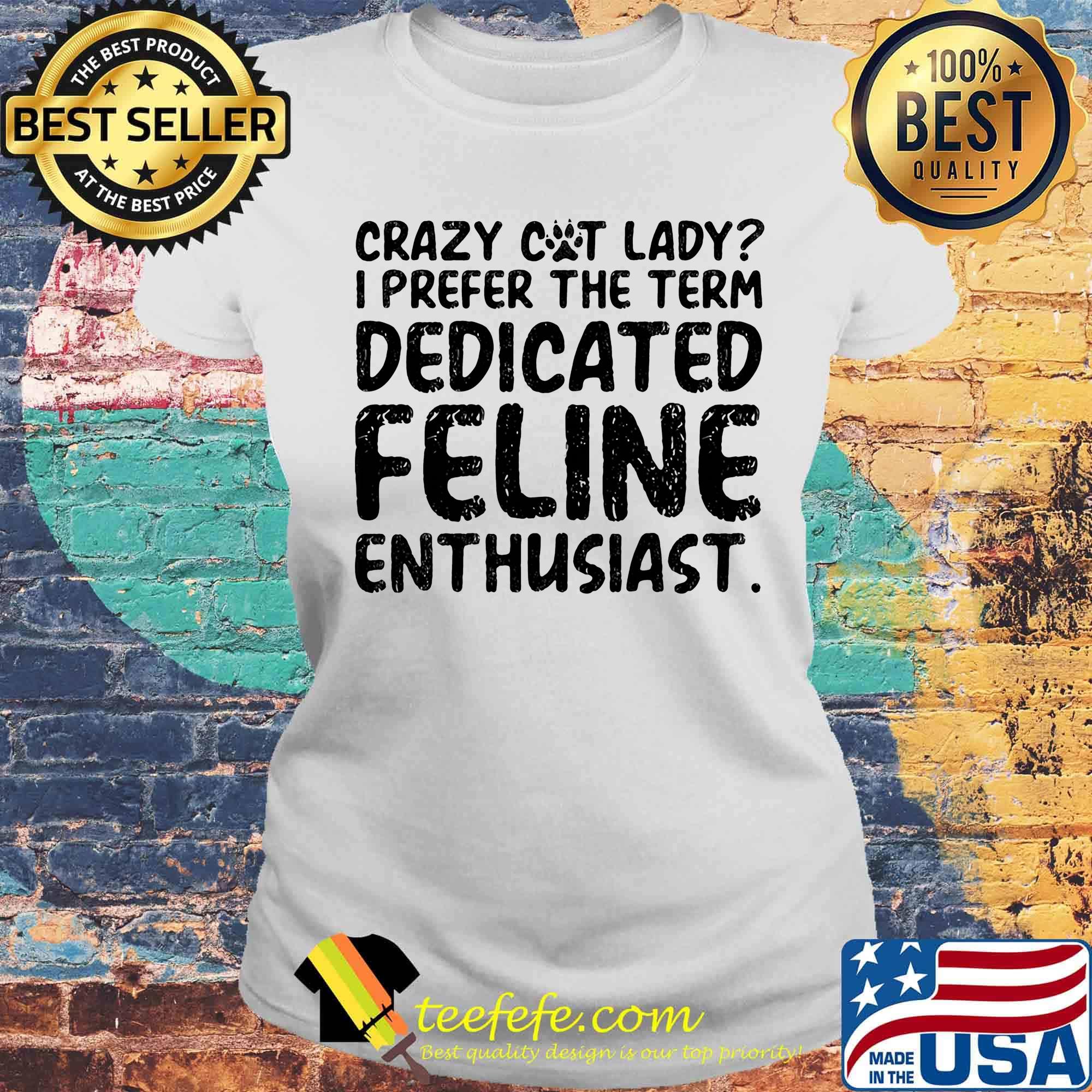 Crazy cat lady i prefer the term dedicated feline enthusiast s Laides tee Crazy cat lady i prefer the term dedicated feline enthusiast s Laides tee