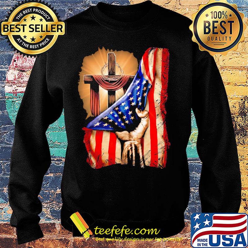 Cross Christ American Flag Pride Hand Christian Lover Gift Shirt Sweater Cross Christ American Flag Pride Hand Christian Lover Gift Shirt Sweater