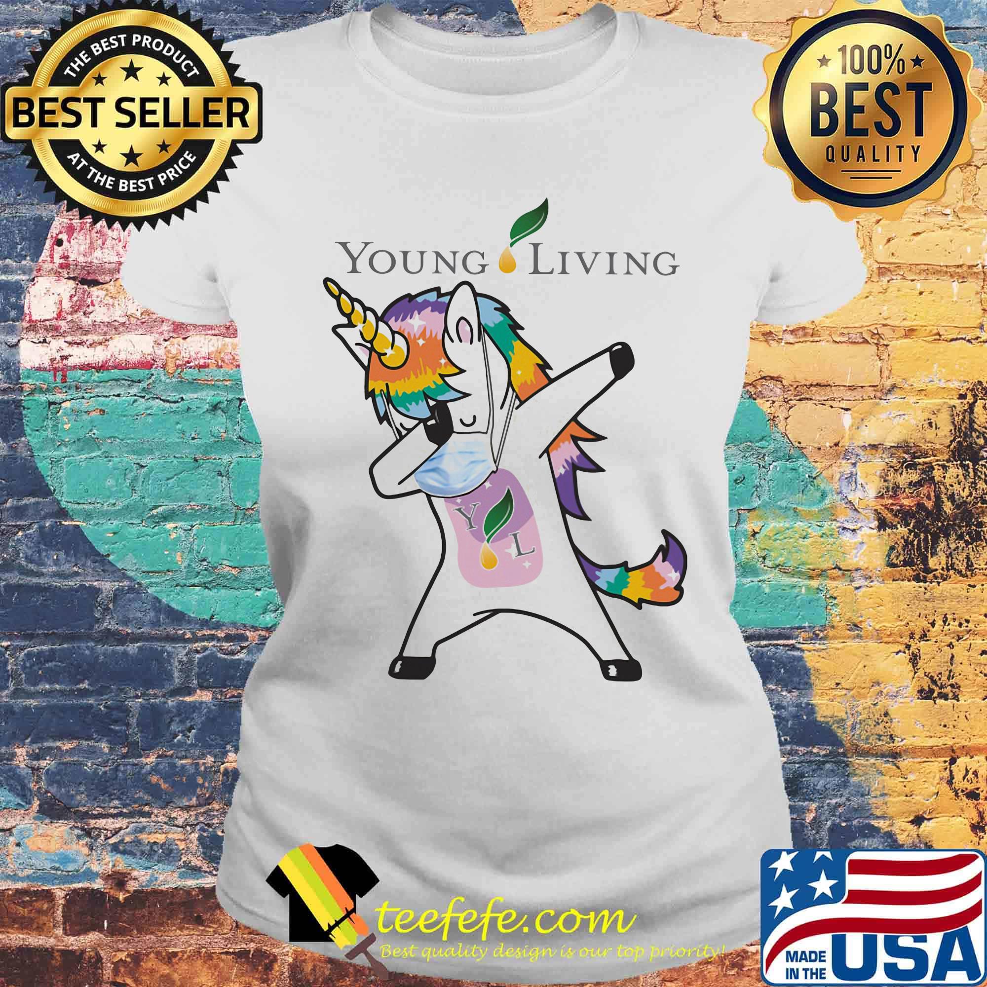 Dabbing unicorn mask young living logo coronavirus s Laides tee Dabbing unicorn mask young living logo coronavirus s Laides tee