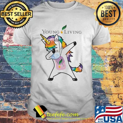Dabbing unicorn mask young living logo coronavirus shirt