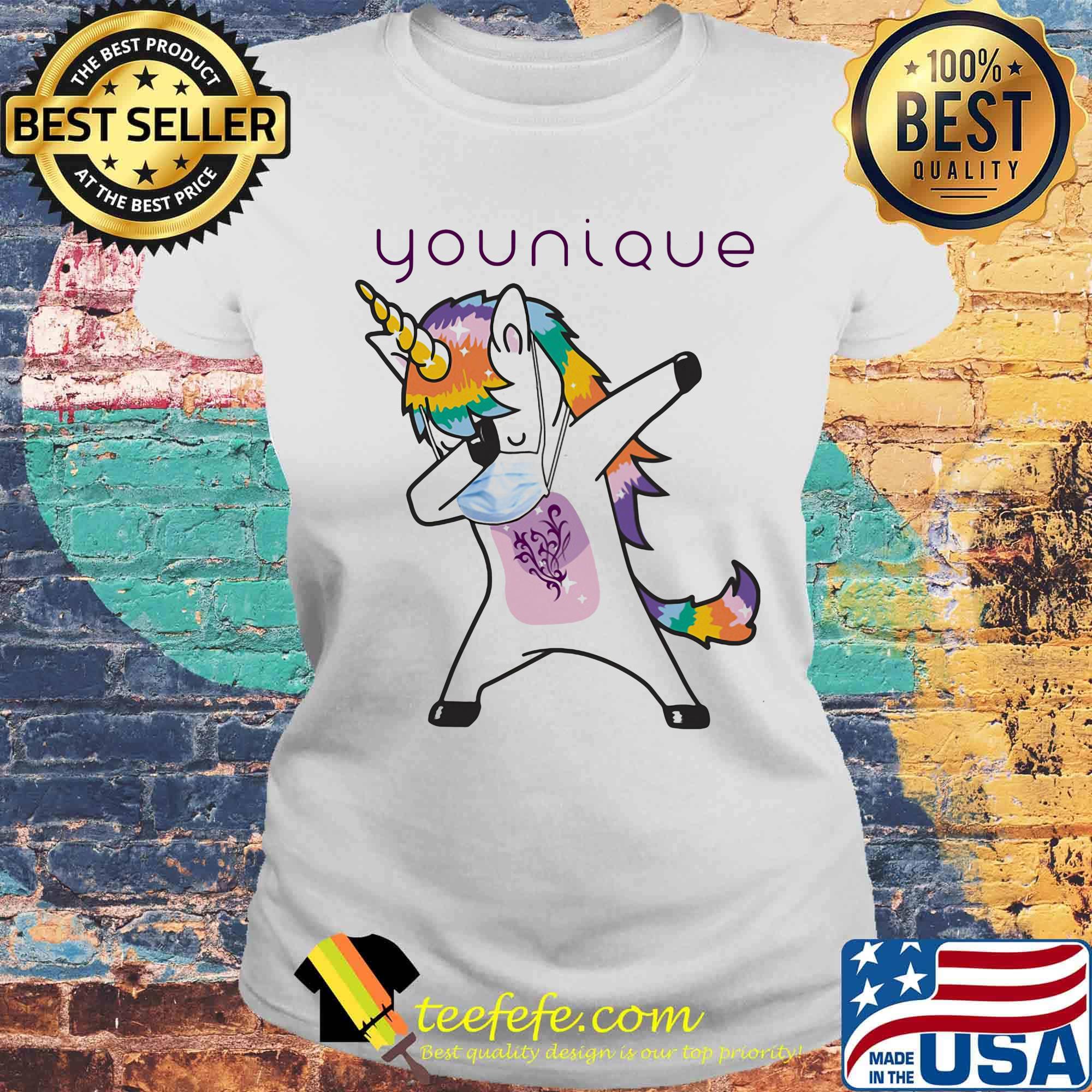 Dabbing unicorn mask younique logo coronavirus s Laides tee Dabbing unicorn mask younique logo coronavirus s Laides tee