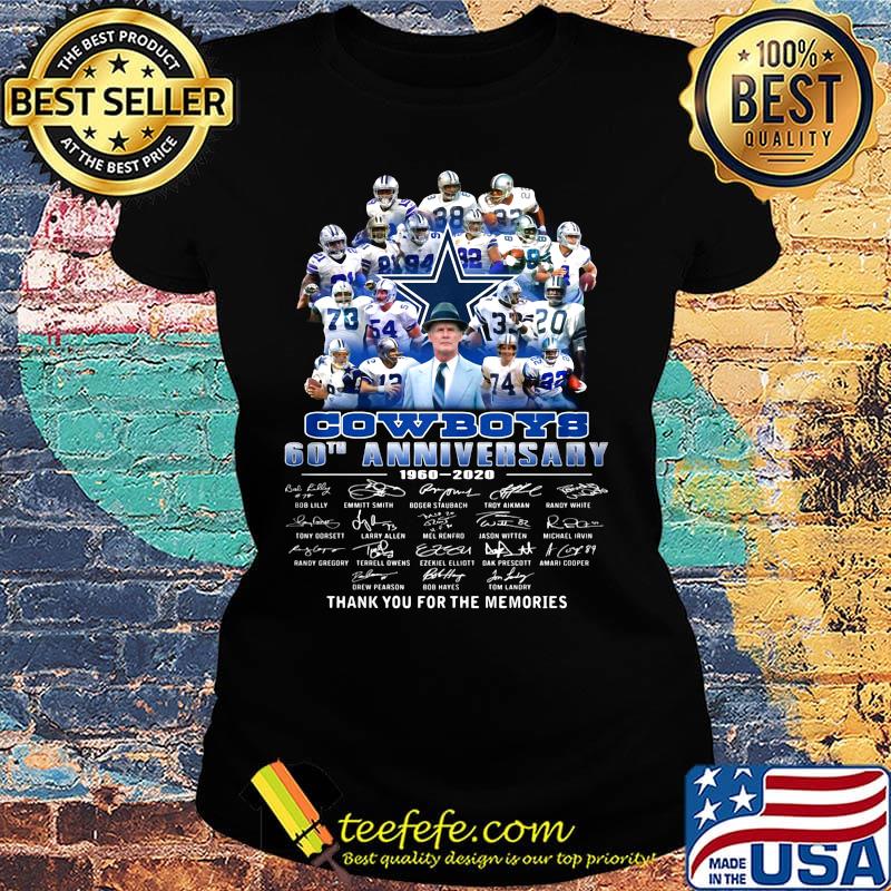 Dallas cowboys football team 60th anniversary 1960 2020 thank you for the memories signatures s Ladies tee Dallas cowboys football team 60th anniversary 1960 2020 thank you for the memories signatures s Ladies tee