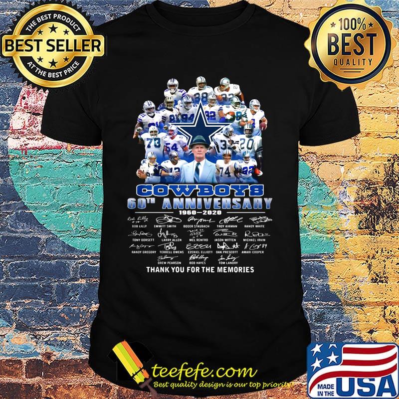 Dallas cowboys football team 60th anniversary 1960 2020 thank you for the memories signatures shirt Dallas cowboys football team 60th anniversary 1960 2020 thank you for the memories signatures shirt