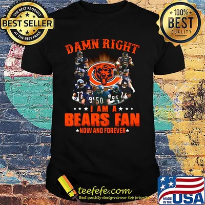 Damn right i am a chicago bears football fan now and forever stars shirt