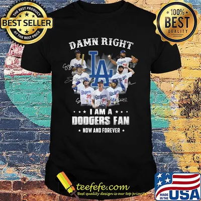 Damn right i am a dodgers fan now and forever stars signatures shirt