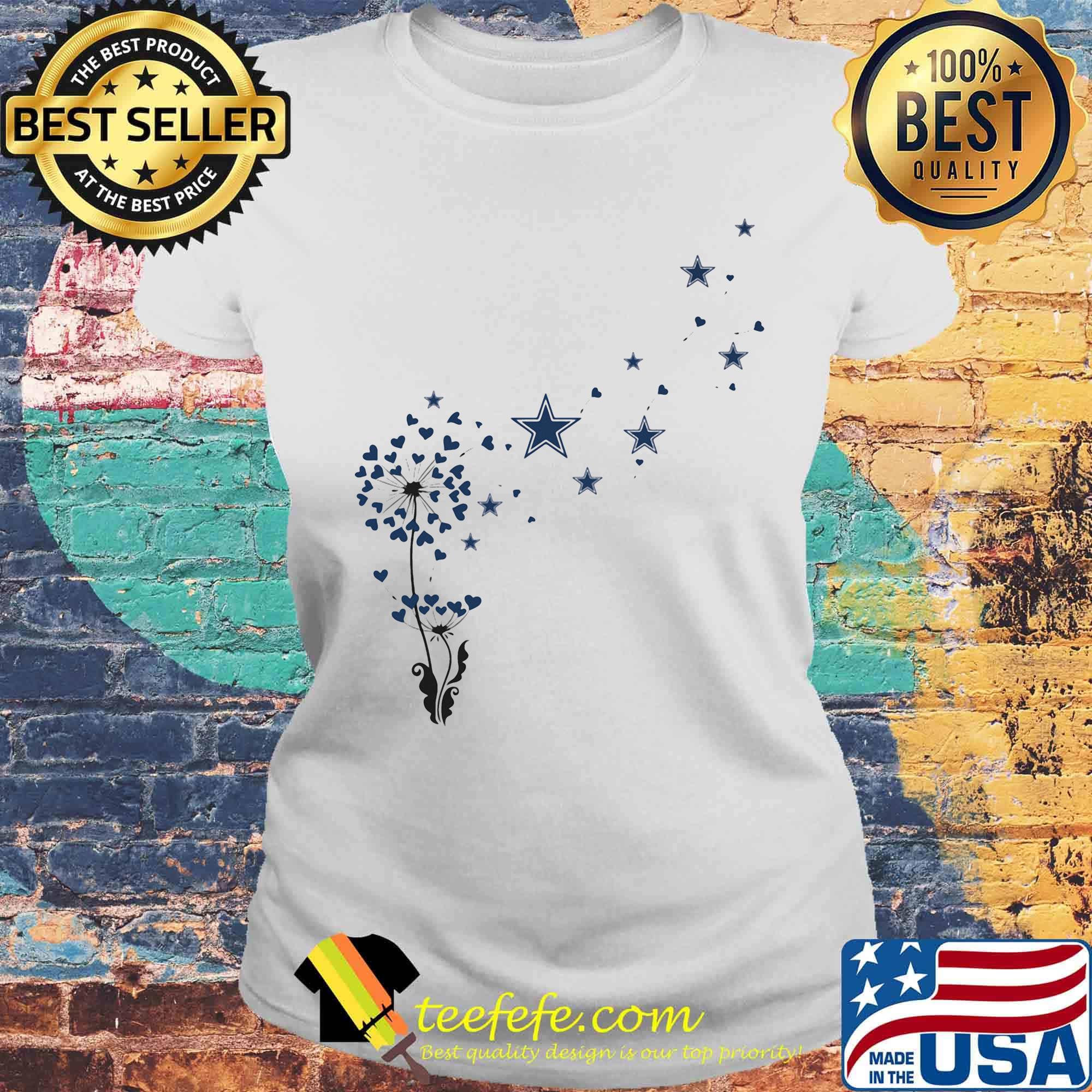 Dandelion flower dallas cowboys football logo hearts s Laides tee Dandelion flower dallas cowboys football logo hearts s Laides tee
