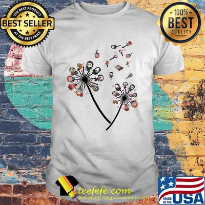 Dandelion flower halloween michael myers and horror characters babies shirt
