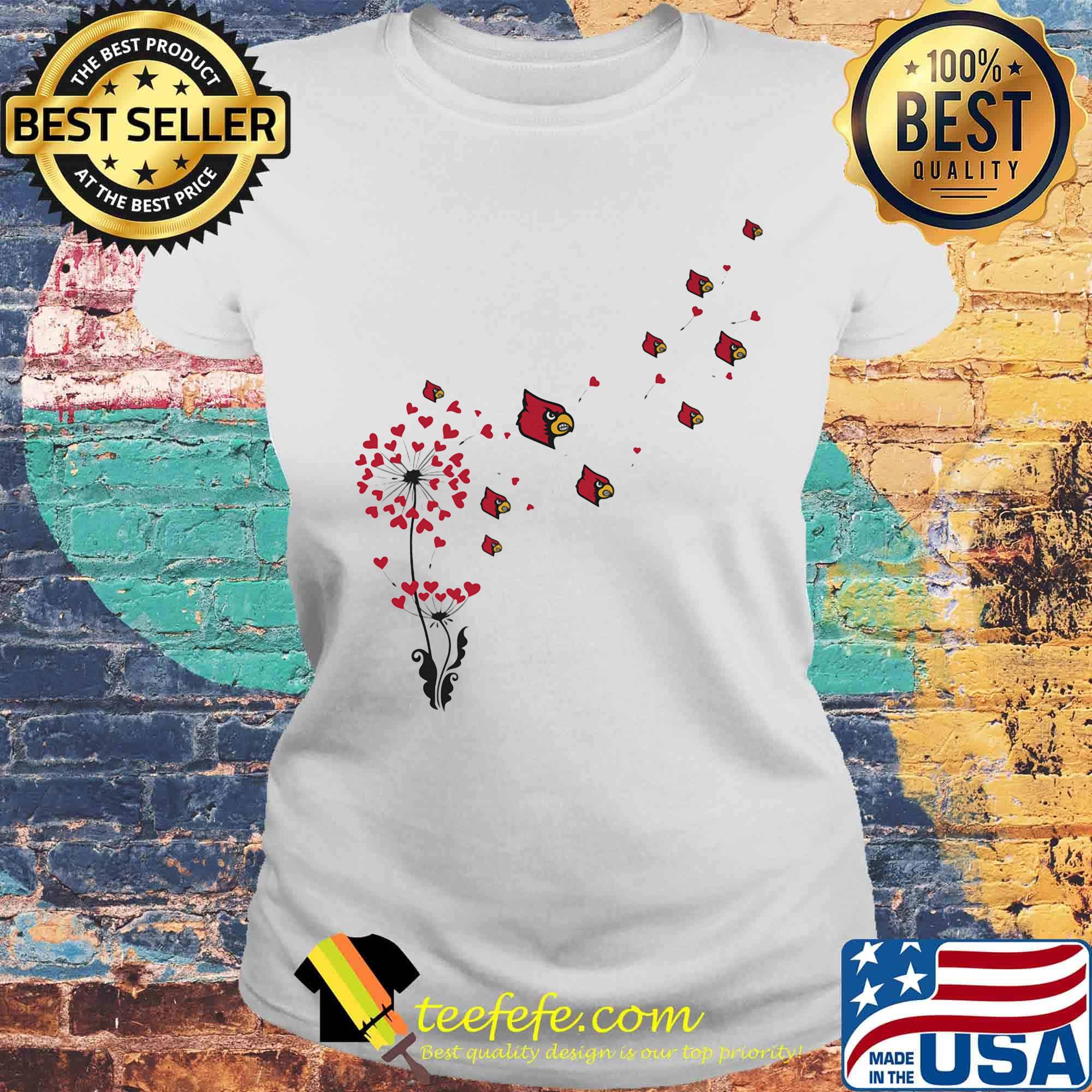 Dandelion flower st. louis cardinals logo hearts s Laides tee Dandelion flower st. louis cardinals logo hearts s Laides tee
