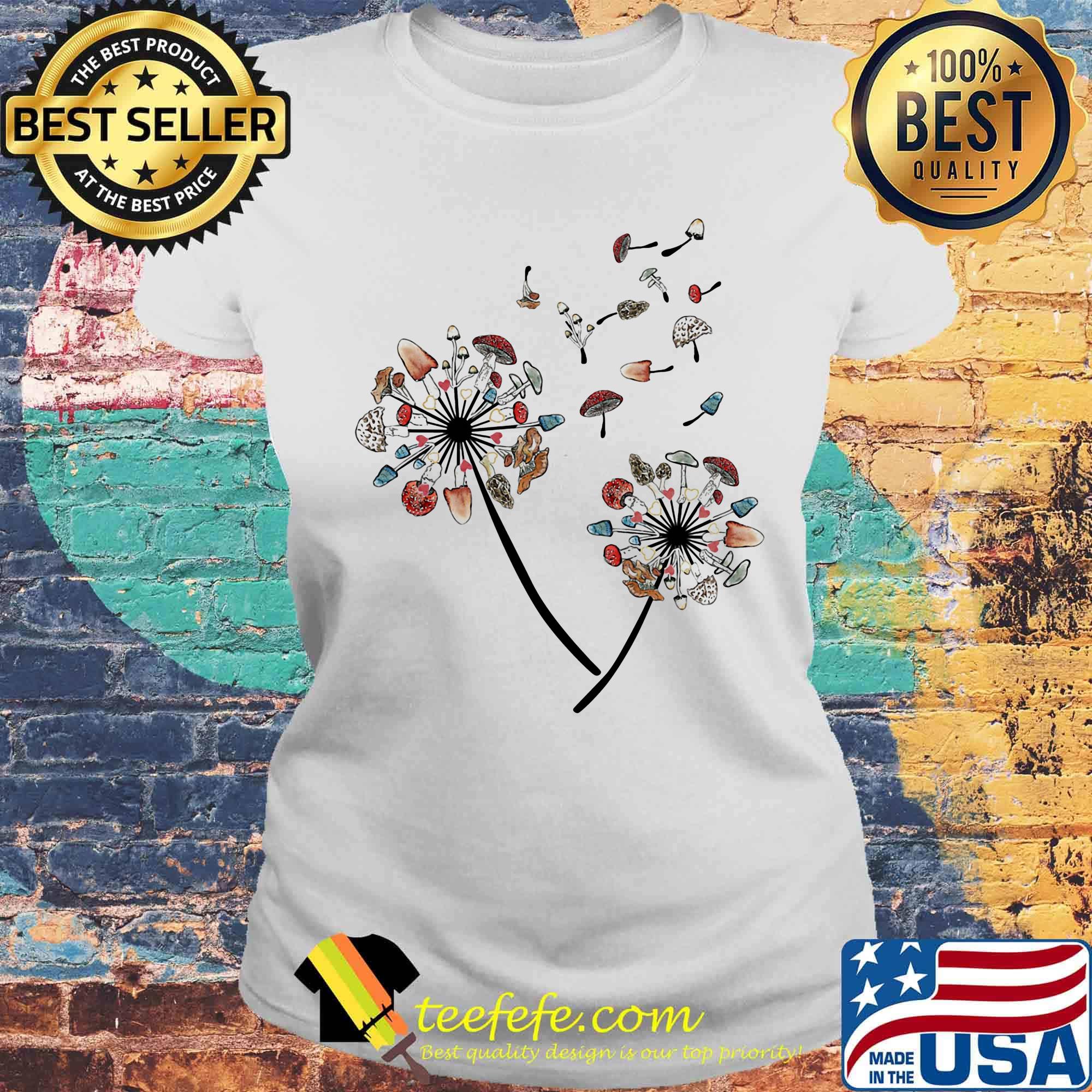 Dandelion in the wind mushroom color s Laides tee Dandelion in the wind mushroom color s Laides tee