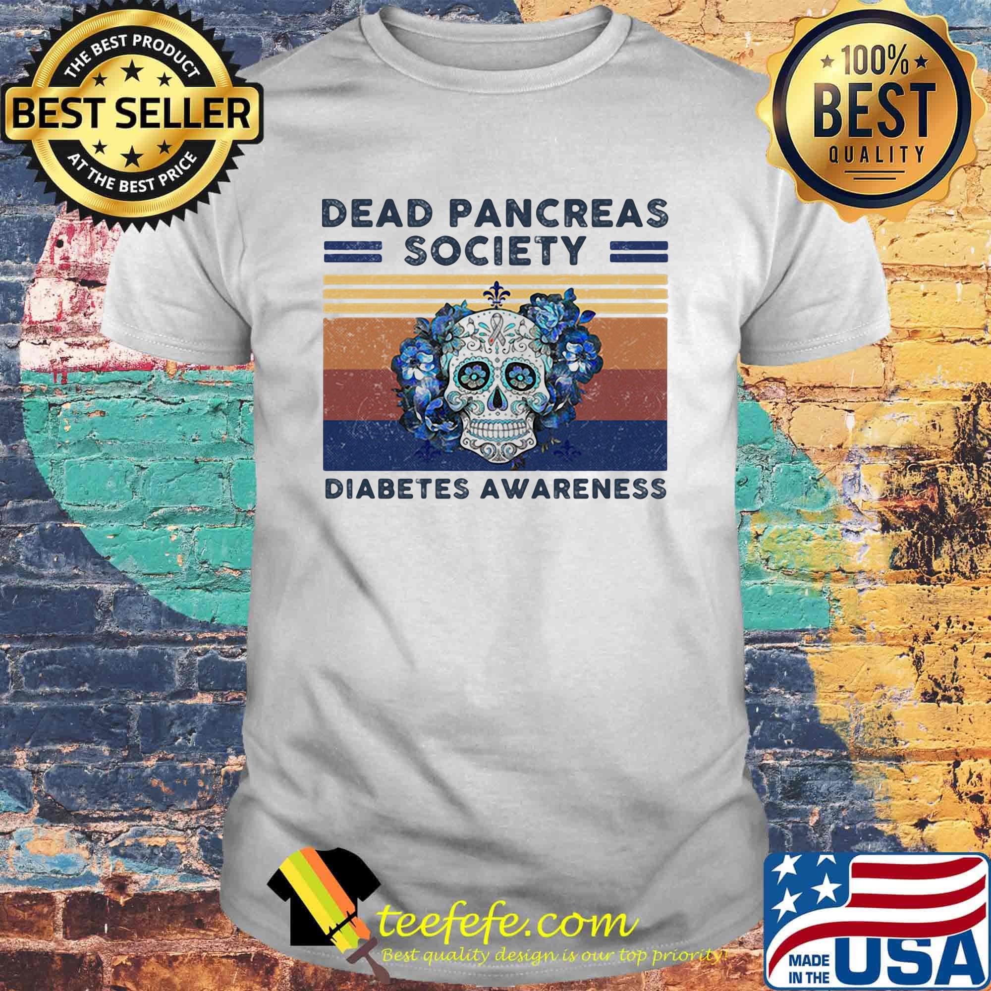 Dead Pancreas Society Diabetters Awareness Skullcap Vintage Retro Shirt