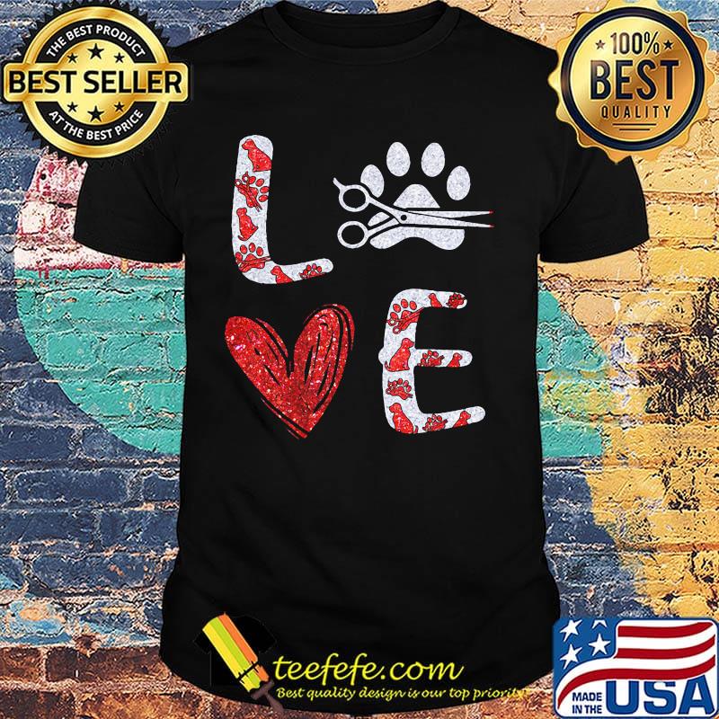 Diamond hairstyle dog paw love shirt Diamond hairstyle dog paw love shirt