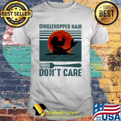 Dinglehopper Hair Don't Care Mermaid Sea Fork Sunset Vintage Retro Shirt