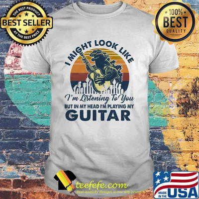Dinosaur i might look like i'm listening to you but in my head i'm playing my guitar vintage retro shirt