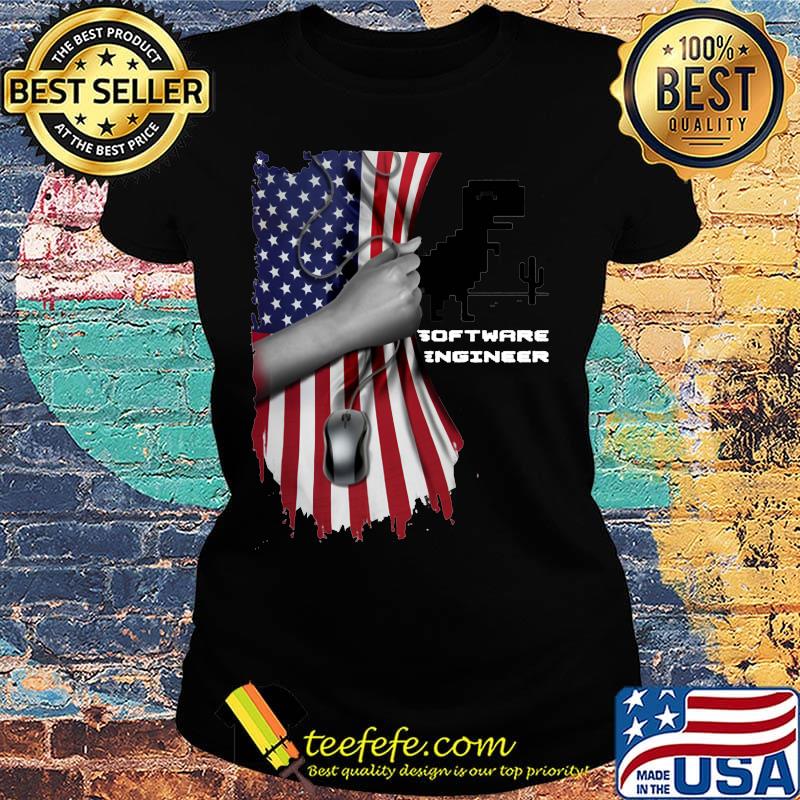Dinosaur software engineer american flag independence day s Ladies tee Dinosaur software engineer american flag independence day s Ladies tee