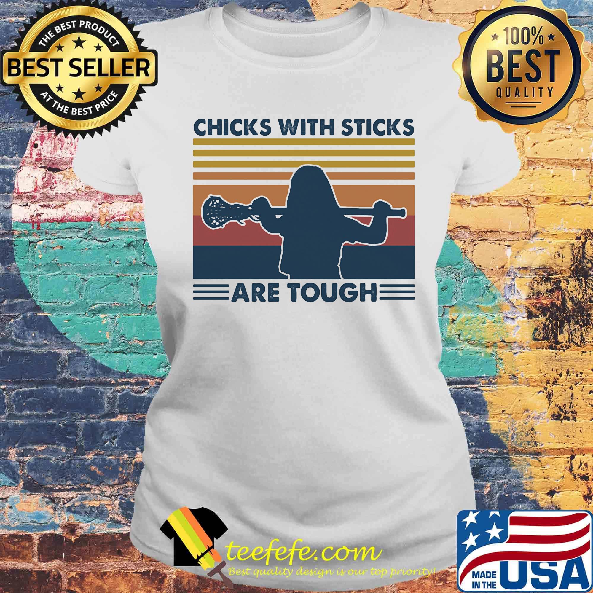 Disc golf chicks with sticks are tough vintage retro s Laides tee Disc golf chicks with sticks are tough vintage retro s Laides tee
