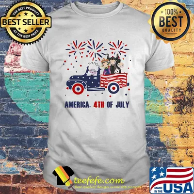 Disney chibi characters driving car firework america 4th of july independence day shirt