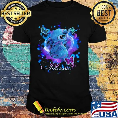 Disney stitch and butterflies ohana color shirt