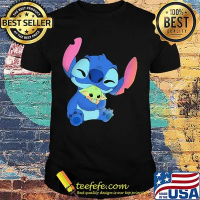 Disney stitch hug baby yoda hug frog shirt