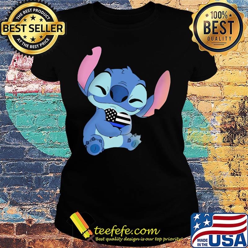 Disney stitch hug heart american flag independence day s Ladies tee Disney stitch hug heart american flag independence day s Ladies tee