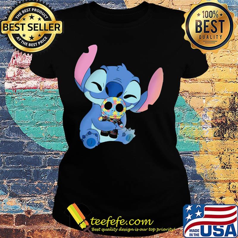 Disney stitch hug jack skellington autism awareness s Ladies tee Disney stitch hug jack skellington autism awareness s Ladies tee