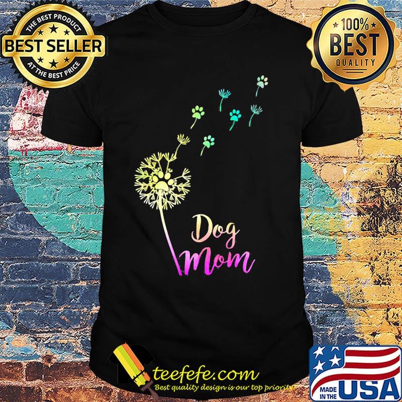 Dog Mom Flower Footprint Color Shirt