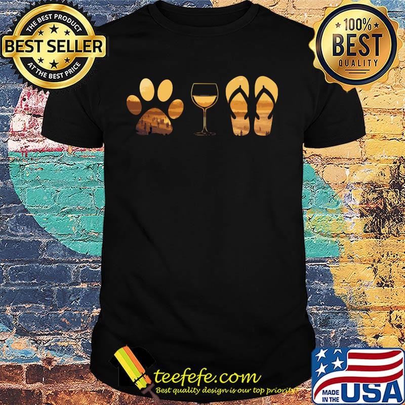 Dog paw wine flip-flop classic shirt