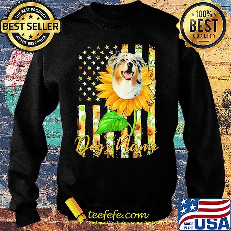 Dog's Name American Flag Independence Day Sun Flower Shirt Sweater Dog's Name American Flag Independence Day Sun Flower Shirt Sweater