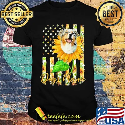 Dog's Name American Flag Independence Day Sun Flower Shirt