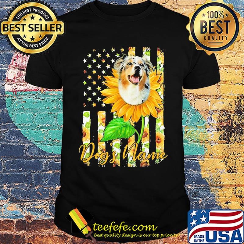 Dog's Name American Flag Independence Day Sun Flower Shirt
