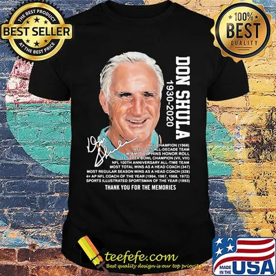 Don shula 1930 2020 miami dolphins thank you for the memories signature shirt