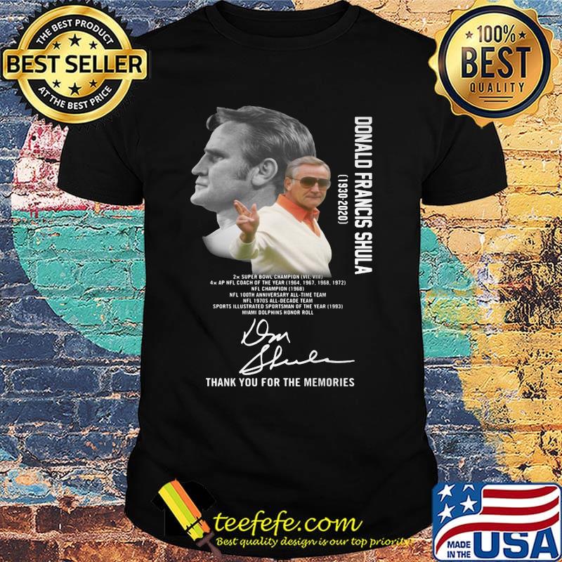 Donald francis shula thank you for the memories signatures shirt Donald francis shula thank you for the memories signatures shirt