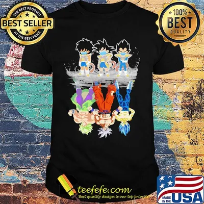 Dragon ball 7 saiyan kids broly songoku vegeta mature water reflection shirt