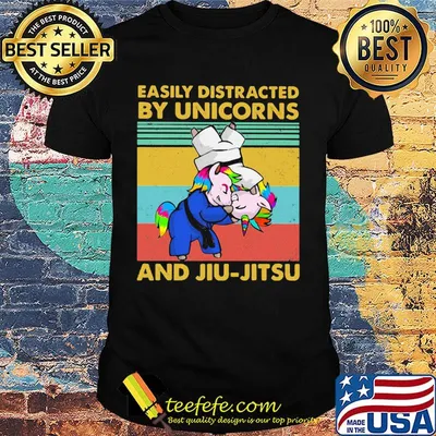 Easily distracted by unicorns and Jiu-Jitsu Vintage retro shirt