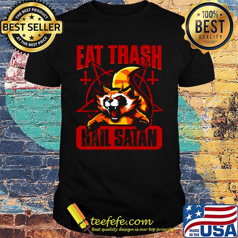 Eat Trash Hail Satan Cat Red Shirt