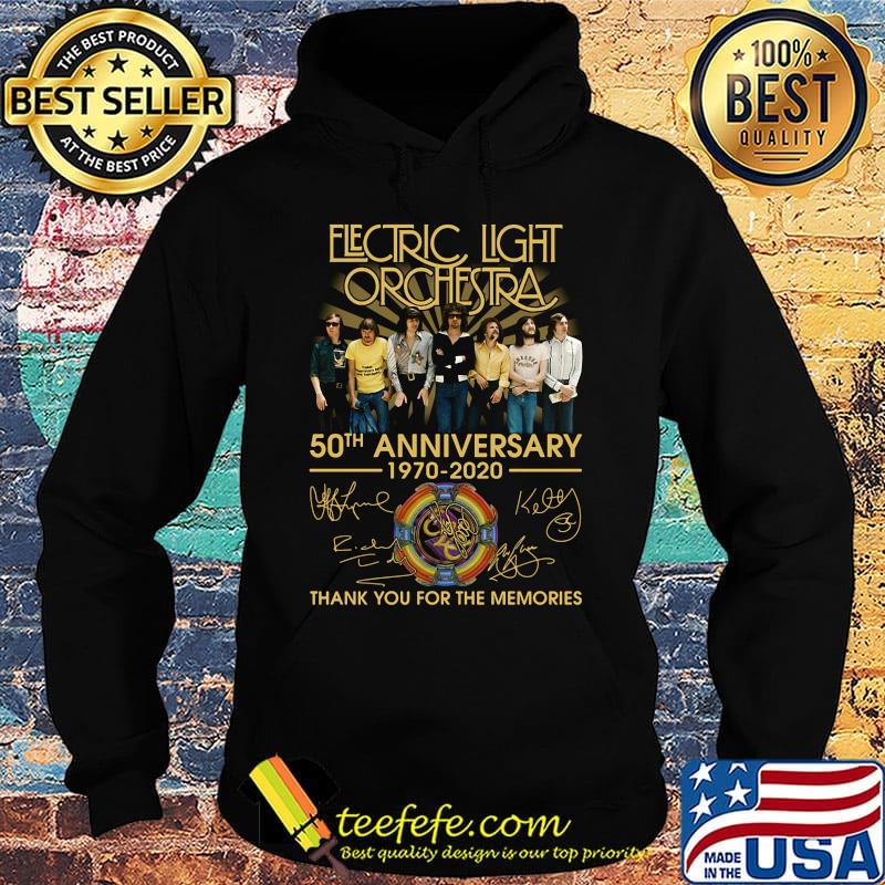 Electric light orchestra 50th anniversary 1970 2020 thank you for the memories signatures logo s Hoodie Electric light orchestra 50th anniversary 1970 2020 thank you for the memories signatures logo s Hoodie