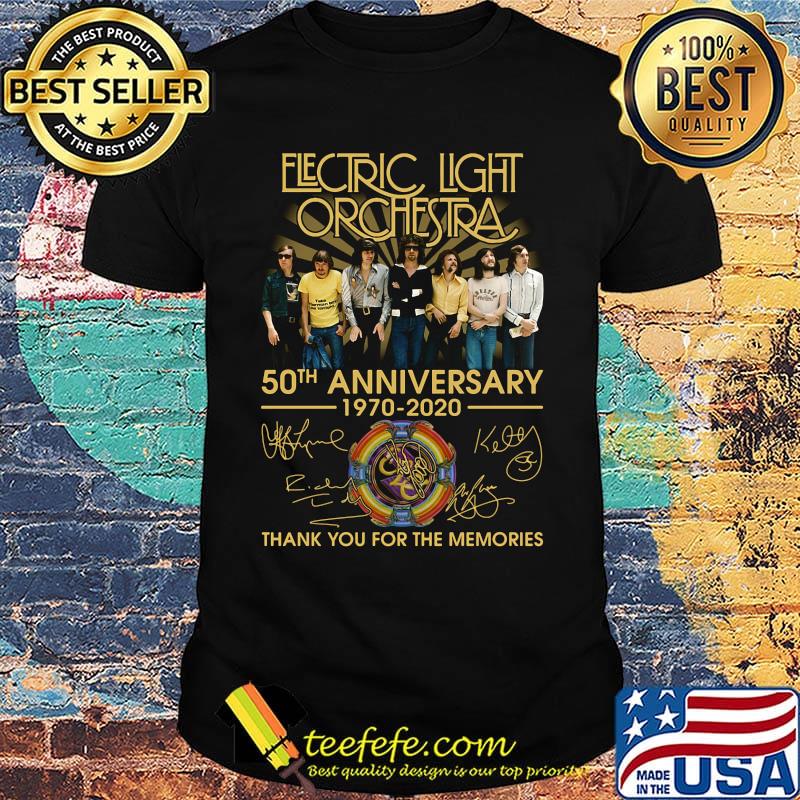 Electric light orchestra 50th anniversary 1970 2020 thank you for the memories signatures logo shirt
