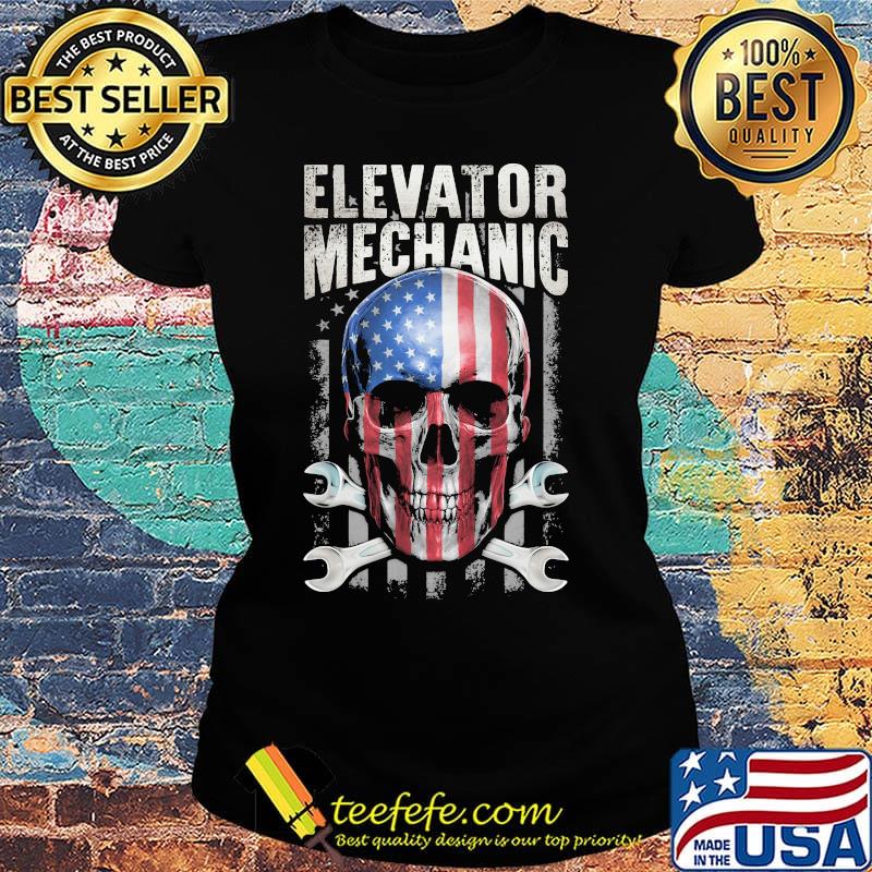 Elevator Mechanic Skullcap American Wrench Shirt Ladies tee Elevator Mechanic Skullcap American Wrench Shirt Ladies tee