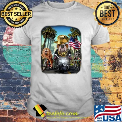 English bulldog riding motorcycle on california boulevard shirt
