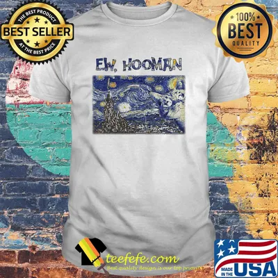 Ew Hooman Cat Flower Blue Yellow Shirt