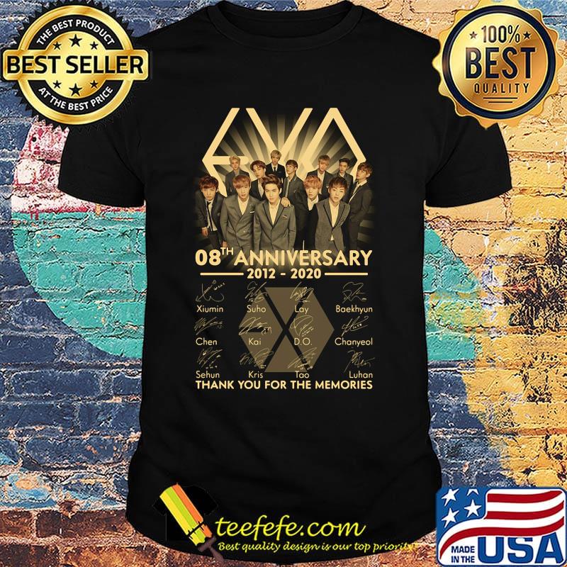 Exo band 08th anniversary 2012 2020 thank you for the memories signatures shirt