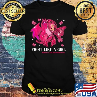 Fight like a girl breast cancer awareness dragon butterflies shirt