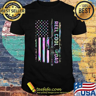 Fishing reel cool dad american flag independence day shirt