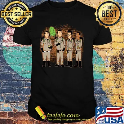 Ghostbusters and king of the hill mashup characters cartoon shirt