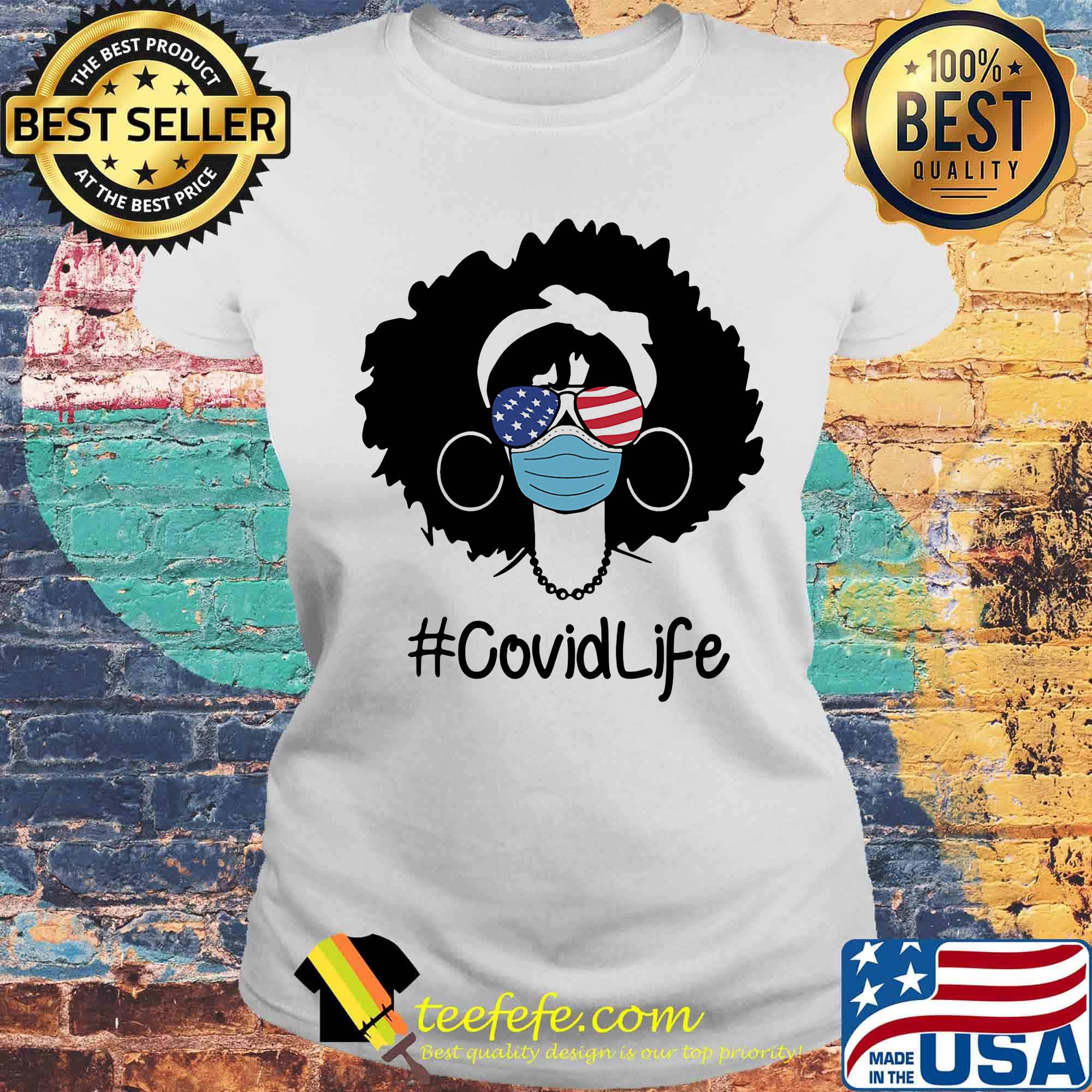 Girl glasses face mask American Covid life s Laides tee Girl glasses face mask American Covid life s Laides tee