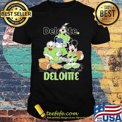 Goofy donald duck and mickey mouse football player deloitte shirt