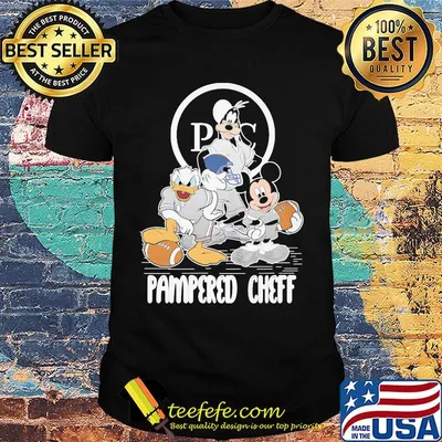 Goofy donald duck and mickey mouse football player pampered chef shirt