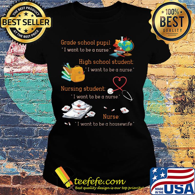 Grade school pupil i want to be a nurse high school student i want to be a nurse nursing student s Ladies tee Grade school pupil i want to be a nurse high school student i want to be a nurse nursing student s Ladies tee