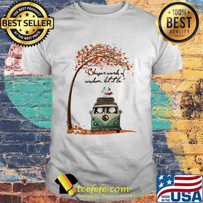 Grateful dead bus the peanuts whisper words of wisdom let it be fall maple leaves shirt
