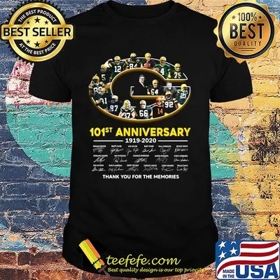 Green bay packer 101st anniversary 1919 2020 thank you for the memories signatures shirt