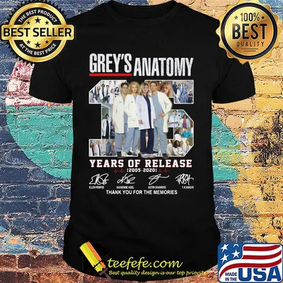 Grey's anatomy 15 years of release 2005 2020 thank you for the memories signatures shirt